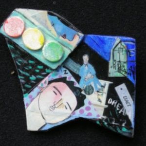 Hand painted one of a kind artistic pin brooch